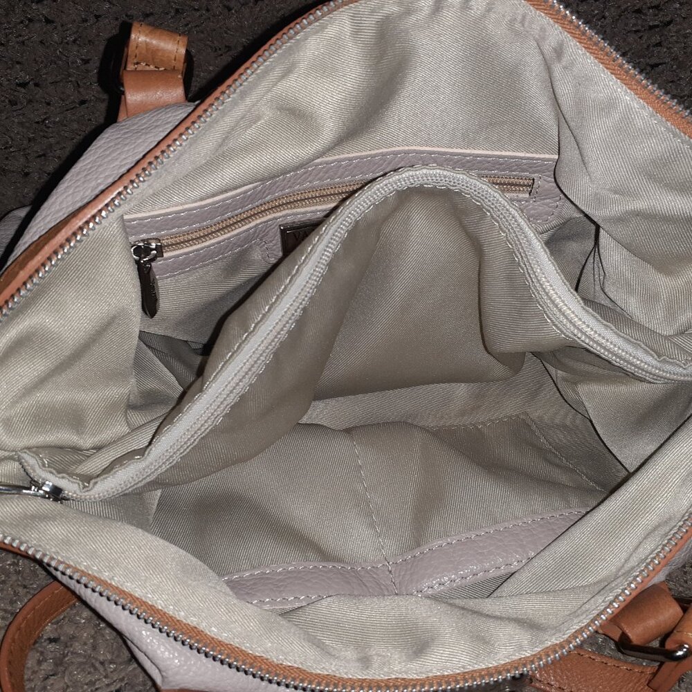 VALENTINA-Pinky Beige/Tan Pebbled Leather-Dual Handle/Crossbody/Shoulder-NWOT - Picture 9 of 11